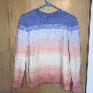 LOFT Pink and Purple Striped Sweater